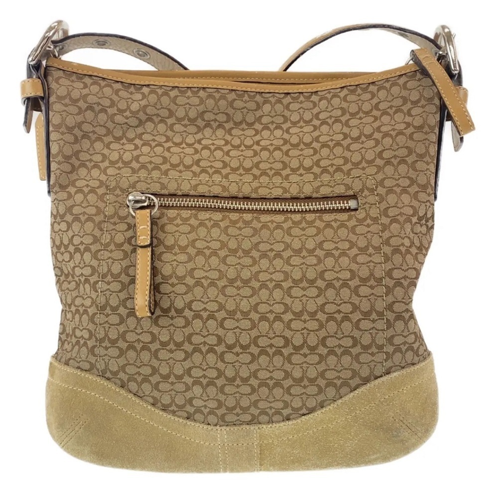 Coach Autre Marque Signature Brown Beige Leather Shoulder Bag F10944